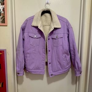 Purple lavender Sherpa denim jacket BNWT